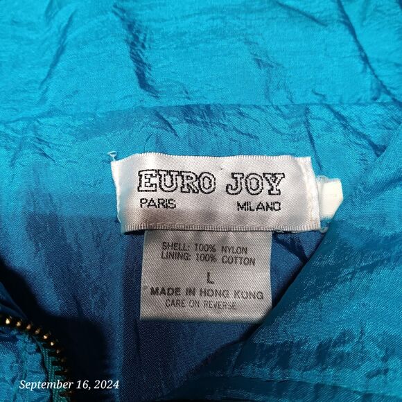 Vintage‎ Euro Joy Windbreaker Lightweight Jacket Women Large Blue - Picture 3 of 8